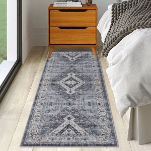 Washable Rugs Area Rug Bohemian Printed Carpet Boho Distressed Rug Low Pile Non-Slip Living Room Rug for Bedroom Office - 1 of 4