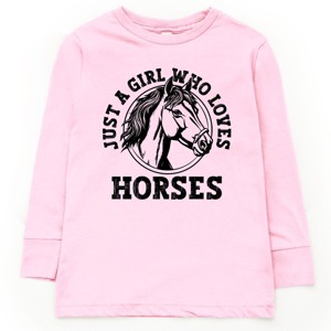 Girl Who Loves Horses Circle - Kids Youth Long Sleeve Graphic T-Shirt - 1 of 4
