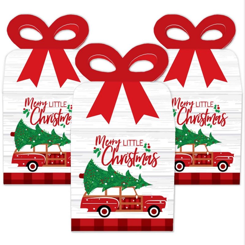 Big Dot of Happiness Merry Little Christmas Tree - Square Favor Gift Boxes - Red Car Christmas Party Bow Boxes - Set of 12, 2 of 9