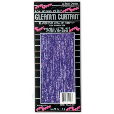 Beistle 8' x 3' 1-Ply Flame Resistant Gleam 'N Curtain Purple 2/Pack 55410-PL