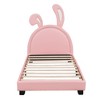 TIRAMISUBEST Twin/Full Size Upholstered Platform Bed with Rabbit Ornament, PU Leather Cute Bed Frame with Rabbit Shaped Headboard - 4 of 4