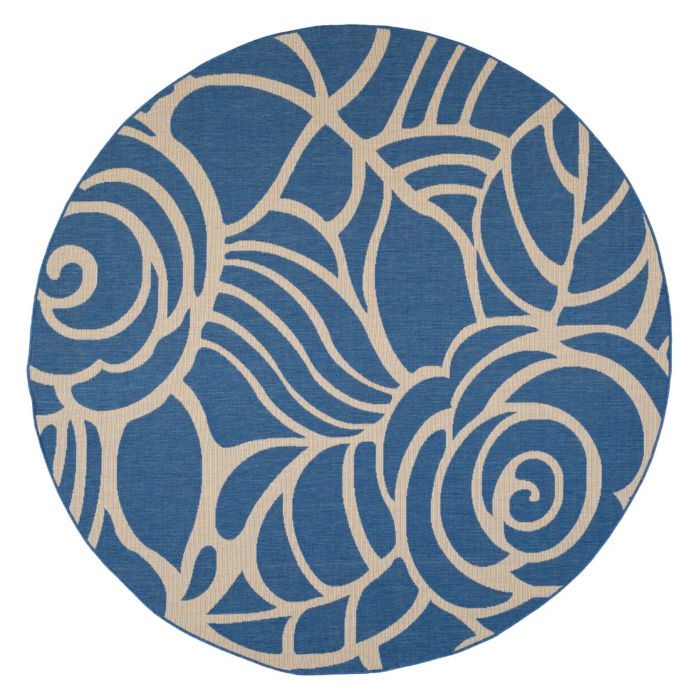 7'10in Round Madeline Outdoor Rug Blue/Beige - Safavieh