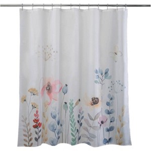 Jardin Fabric Shower Curtain - Moda at Home: Polyester, Botanical Pattern, Grommet Top, Machine Washable - 1 of 3