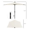 Aghana Digitals Cream White Half Patio Umbrella with Solar Light, UPF 30+ Vented Design, Crank - 2 of 4