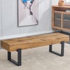 59"W Shoe Bench Dining Bench Bed Bench Entryway Benche Kitchen Table Benche, Natural Wood Wash+Black-ModernLuxe - 2 of 4