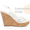 Perphy Women's Platform Heels Lace Bow Decor Slingback Wedge Sandals - 4 of 4