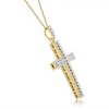 Pompeii3 1/2Ct Diamond Cross Pendant 10k Yellow Gold Lab Created Women's Necklace 1" Tall - 2 of 4