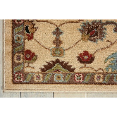 Ivory and Multicolor Synthetic Rectangular Area Rug 5'3" x 7'3"