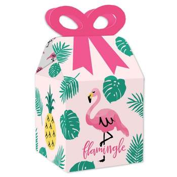 Big Dot of Happiness Pink Flamingo - Party Like a Pineapple - Square Favor Gift Boxes - Tropical Summer Party Bow Boxes - Set of 12