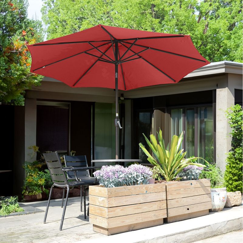 9-Foot Patio Umbrella - Easy Crank Outdoor Table Umbrella with Steel Ribs and Aluminum Pole for Deck, Porch, Backyard, or Pool by Nature Spring (Red), 5 of 8