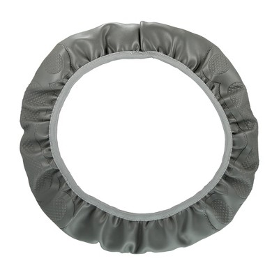 Unique Bargains Steering Wheel Cover 15inch Universal Elastic Stretch Antislip PU Leather Embossed Interior Trim Wheel Protector for Car Gray