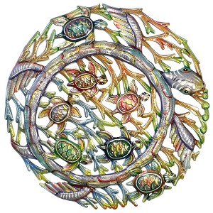 Slickblue Colorful Sea Turtle / Sea Life Metal Wall Art, 24” Handcrafted Steel for Indoor/Outdoor Use - 1 of 2