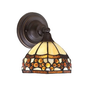 Toltec Lighting Any 1 - Light Sconce in  Dark Granite with 7'' Roman Jewel Art Glass Shade - 1 of 1