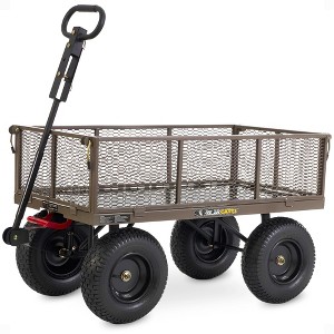 Gorilla Carts Heavy Duty Steel Dump Cart Gardening Wagon with Quick Release System, 1200 Pound Capacity, Removable Sides and Convertible Handle, Gray - 1 of 4