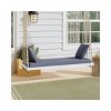 Twin Size Acacia Wood Porch Swing Chair with Cushion & Pillows, 400lbs Capacity, 63" Wide, 6 Ropes - Coolbibila - 2 of 4