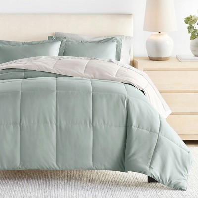 7PC Bedding Bundle, Reversible Solid Comforter and Patterned Sheet Set - Becky Cameron