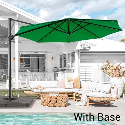 Sonkuki 11FT 270gsm Aluminum Patio Cantilever Umbrella With Weighted Base and Solution-Dyed Fabric