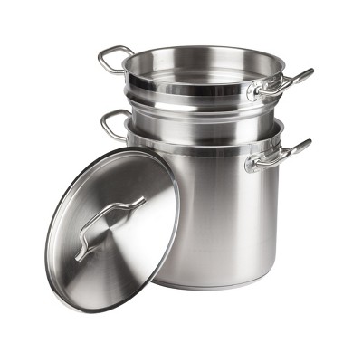 Farberware Classic Series 2qt Stainless Steel Double Boiler And Saucepan  With Lid Silver : Target