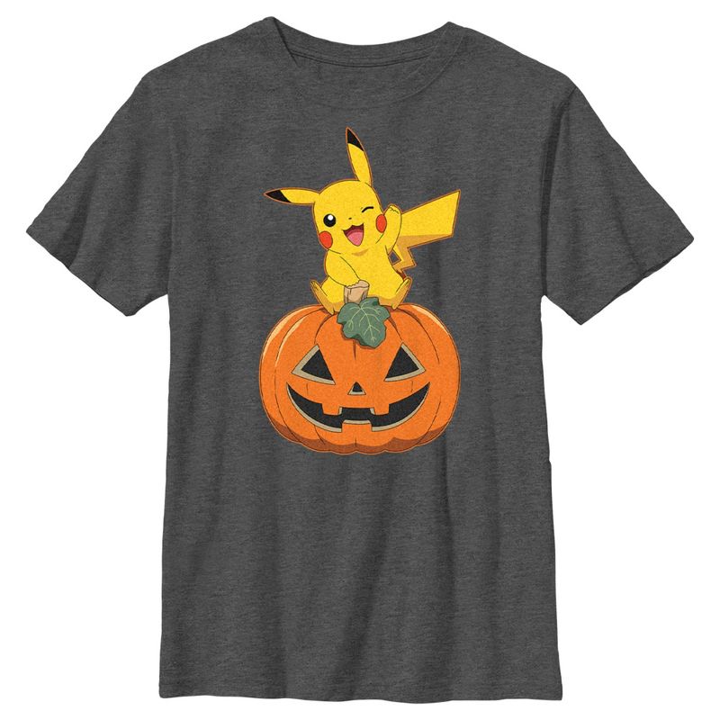 Boy's Pokemon Halloween Pikachu Jack-O'-Lantern T-Shirt, 1 of 6