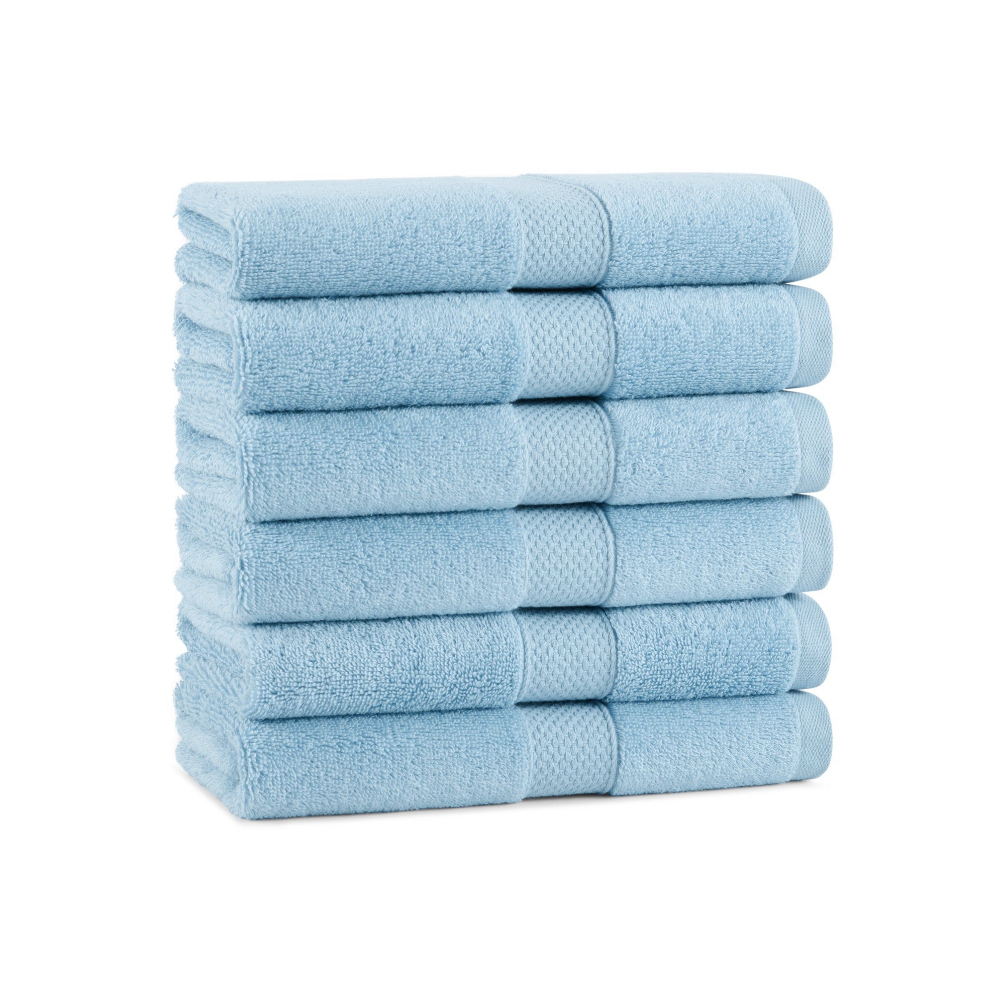 Aston & Arden Luxury Cotton Hand Towels (Pack of 6), 16x30, Blue