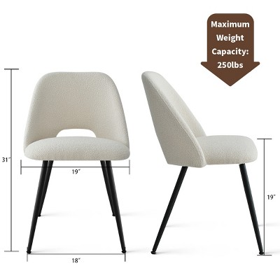 Beige Upholstered Side Chair with Black Metal Legs, Set of 4