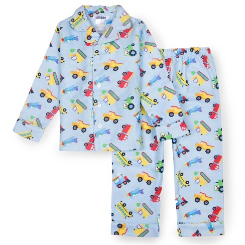 Wildkin Kids 2-piece Button Down Polyester Flannel Pajama Set For Boys And  Girls, Size 6 (trains, Planes, & Trucks) : Target