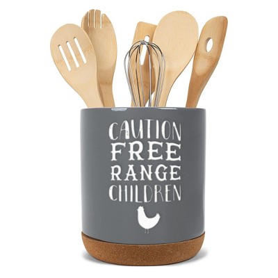 Elanze Designs Free Range Children Grey X-Large Cork Bottom Kitchen Utensil Holder