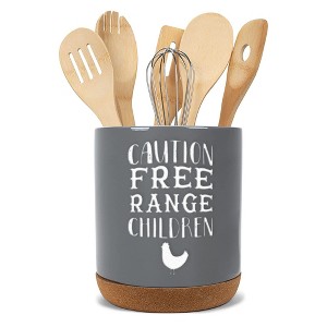 Elanze Designs Free Range Children Grey X-Large Cork Bottom Kitchen Utensil Holder - 1 of 4