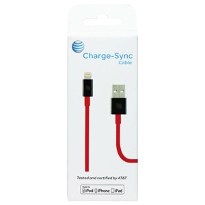 AT&T (4466F) 4Ft Charge & Sync Cable for iPhones - Red/Black - 1 of 1