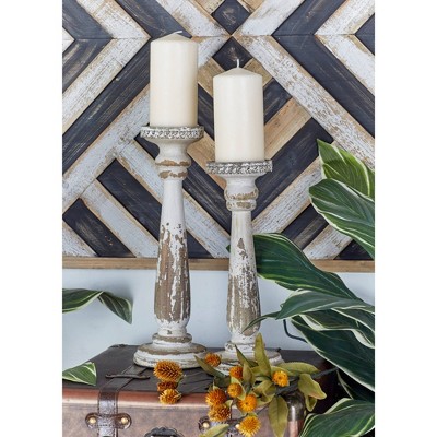 Winter Elegance Wood Candle Lantern Set, Rustic Brown, 17"