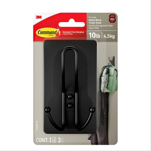 Command Extra Large Matte Black Triple Hook - image 1 of 4