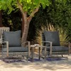 Resenkos 3-Piece Rattan Patio Bistro Furniture Set, Soft Cushions and Rocking Function, - 2 of 4