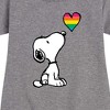 Girls' - Peanuts - Snoopy Rainbow Heart Graphic Short Sleeve Fleece Dress - 2 of 4