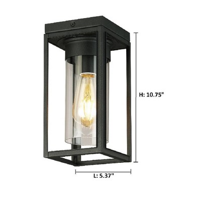Walker Hill Matte Black Glass Outdoor Flush Mount Light
