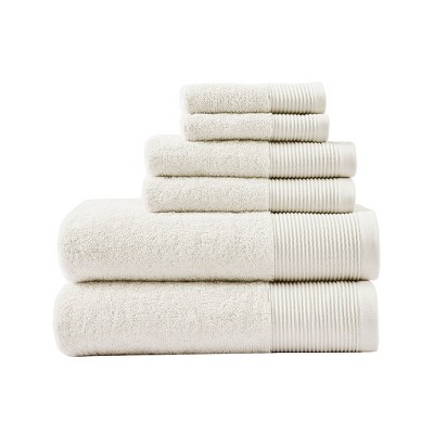 Vynxaria Ivory 6 Piece Antimicrobial Cotton Tencel Towel Set