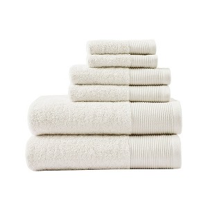 Vynxaria Ivory 6 Piece Antimicrobial Cotton Tencel Towel Set - 1 of 4