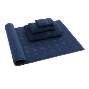 Linum Home Textiles 4pc Sinemis Bath Set Navy : Microfiber, Machine Washable, Non-Slip Backing - 1 of 3