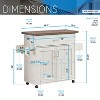 Gulches Deluxe Mobile Kitchen Island Cart with Water-Resistant Top, Storage Cabinets, Towel & Spice Rack, 45¡± W x 15.3¡± D x 35.25¡± H - 3 of 4