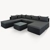 8-Piece Outdoor Patio Conversation Set, Wicker Patio Couch Sectional Sofa Set with Cushions, Ottoman and Coffee Table – Cuddlewood - 3 of 4