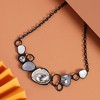 SOHI Women's Multicolour Metallic Dented Stone Necklace - 3 of 4