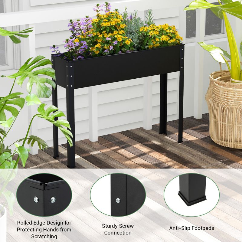 Tangkula Raised Garden Bed, Elevated Metal Planter Box with Legs Drainage Hole Outdoor Indoor Plant Container for Flower Herb, 5 of 11