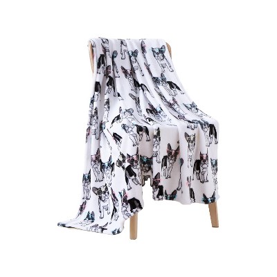 Kate Aurora French Bulldogs In Glasses Ultra Soft & Plush Accent Throw Blanket - 50 in. x 60 in.