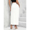Women's High Waist Maxi Denim Skirt - A-Line Stretch Long Skirt with Front Split & Raw Hem 9010white - 3 of 4
