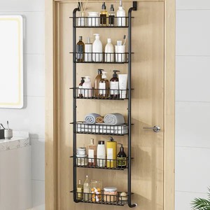 6 Tier Over Door Pantry Organizer Hanging Hooks Door Storage Rack Carbon Steel Basket 62.99in Over Door Shelf for Kitchen Bathroom - 1 of 4