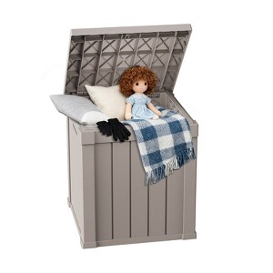 MooxvMoo 50-Gallon Outdoor Deck Box. Lockable, waterproof&UV-resistant storage for patio furniture,garden tools, cushions&pool gear,Light brown - 1 of 4