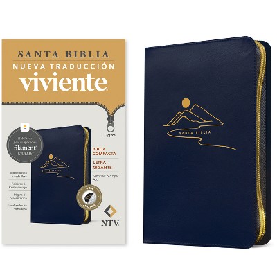 Biblia Compacta Ntv, Letra Gigante de Zíper Con Filament (Sentipiel, Azul, Índice, Letra Roja) - Large Print (Leather Bound)