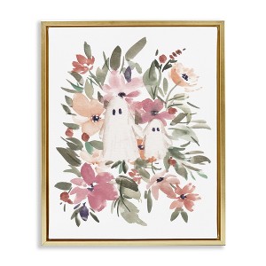Stupell Industries Little Floral Ghosts Floating Frame Canvas Art - 1 of 4