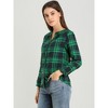 Allegra K Women's Casual Plaid Blouse Button Up V-Neck Long Sleeve Western Shirt - 4 of 4