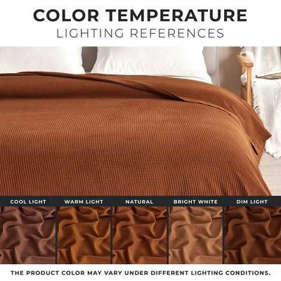 Terracotta Cotton Lightweight Waffle Weave Queen Blanket