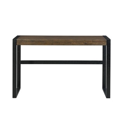 Enrico 60'' Black and Brown Transitional Bar Table Set with USB Ports